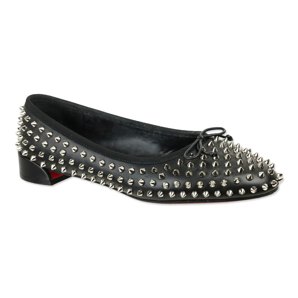 Christian Louboutin Black Leather Spiked Ballet Flats