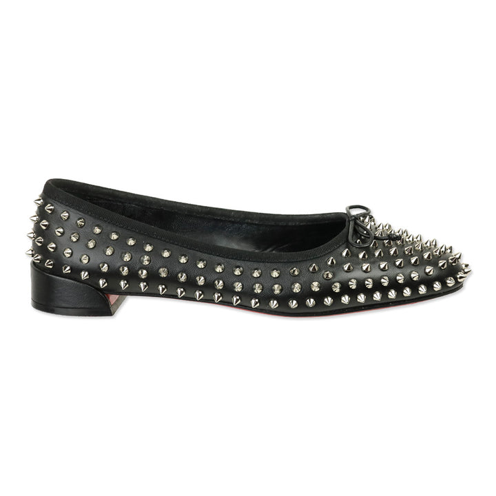 Christian Louboutin Black Leather Spiked Ballet Flats