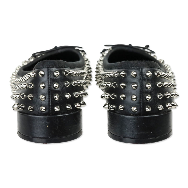 Christian Louboutin Black Leather Spiked Ballet Flats