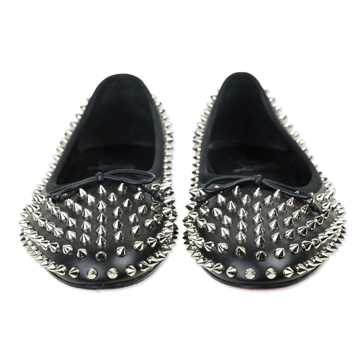 Christian Louboutin Black Leather Spiked Ballet Flats
