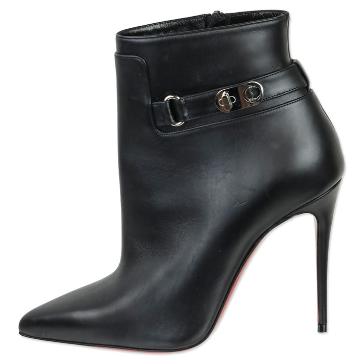 Christian Louboutin Black Leather 'Lock So Kate Booty 100' Heeled Booties