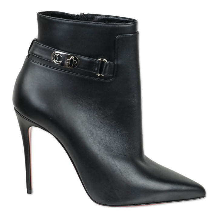 Christian Louboutin Black Leather 'Lock So Kate Booty 100' Heeled Booties