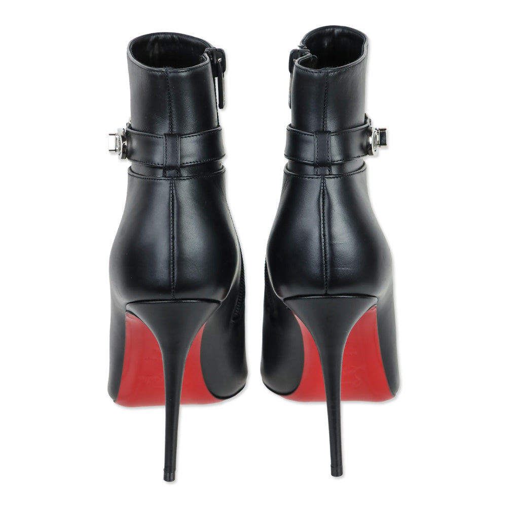 Christian Louboutin Black Leather 'Lock So Kate Booty 100' Heeled Booties