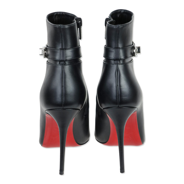 Christian Louboutin Black Leather 'Lock So Kate Booty 100' Heeled Booties