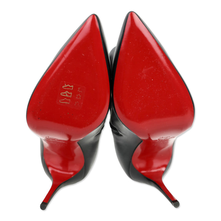 Christian Louboutin Black Leather 'Lock So Kate Booty 100' Heeled Booties