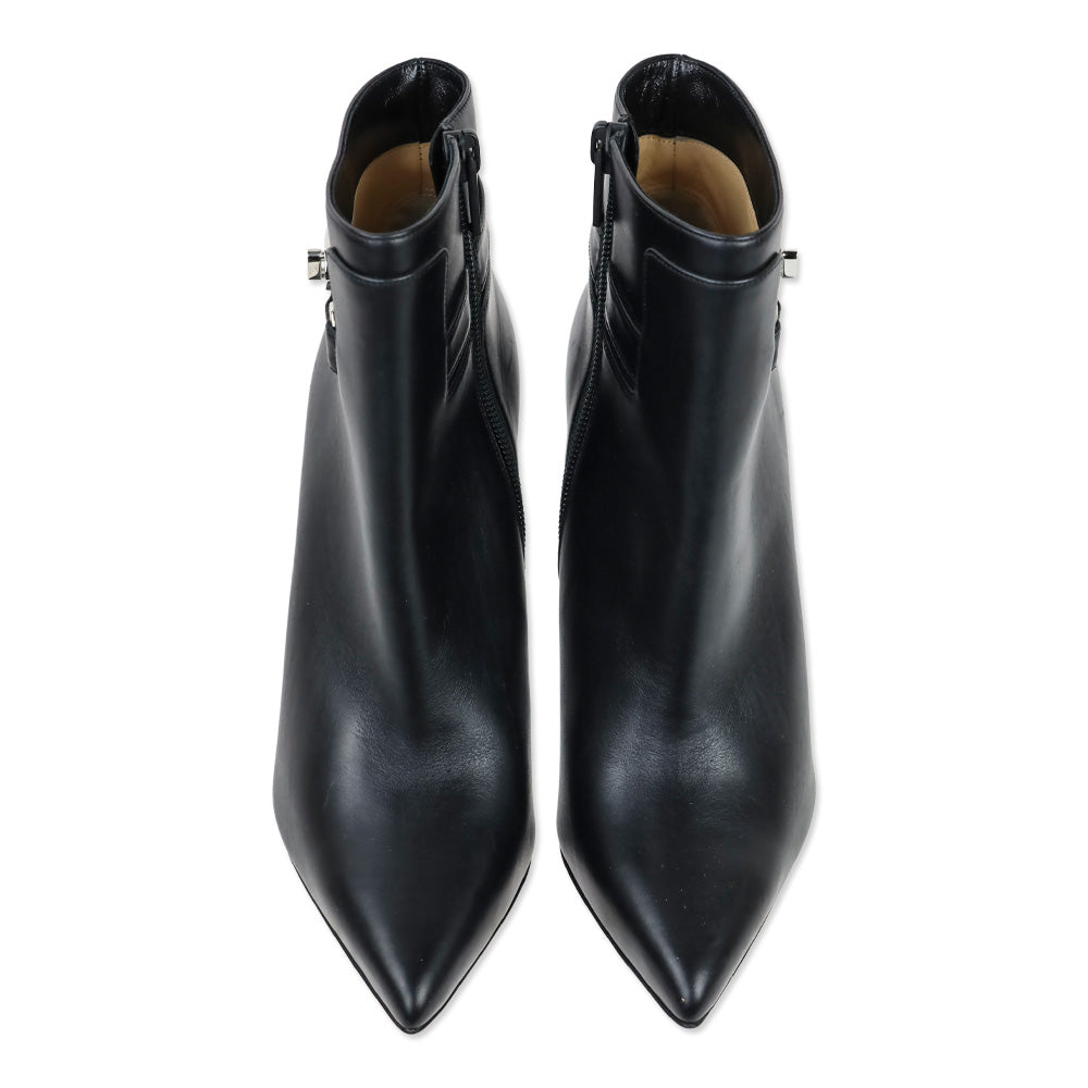 Christian Louboutin Black Leather 'Lock So Kate Booty 100' Heeled Booties