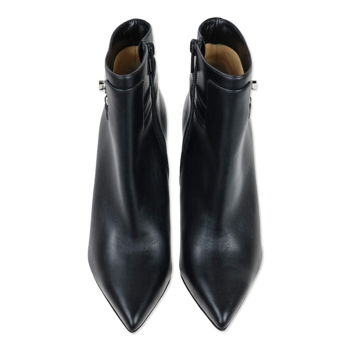 Christian Louboutin Black Leather 'Lock So Kate Booty 100' Heeled Booties
