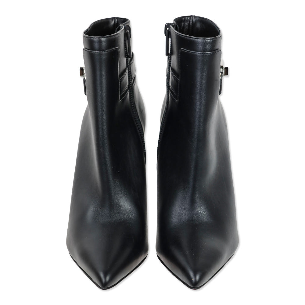 Christian Louboutin Black Leather 'Lock So Kate Booty 100' Heeled Booties