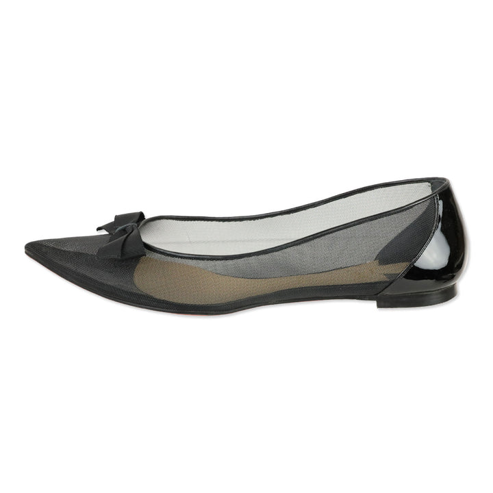 Christian Louboutin Black Mesh Patent Follies Ballet Flat