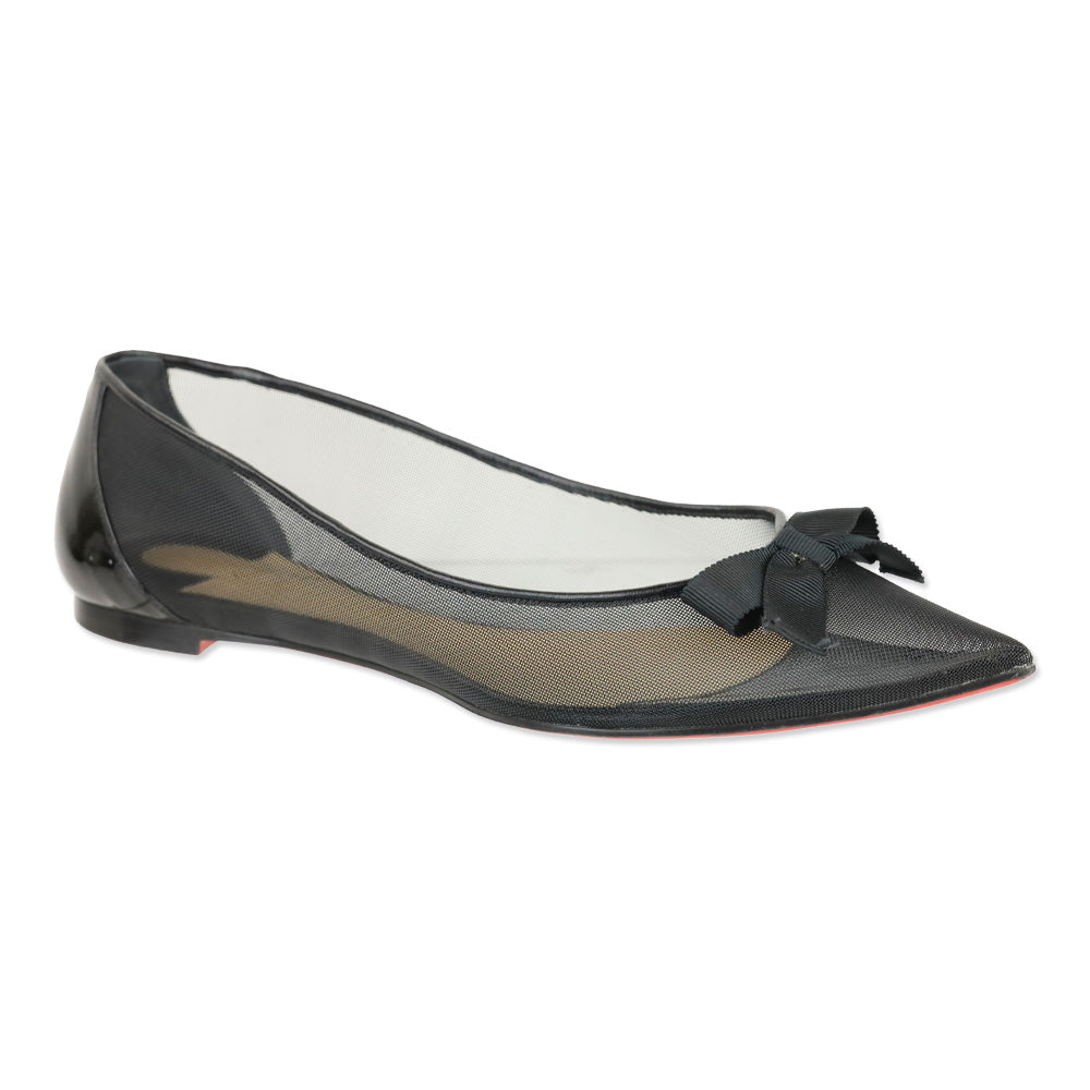 Christian Louboutin Black Mesh Patent Follies Ballet Flat