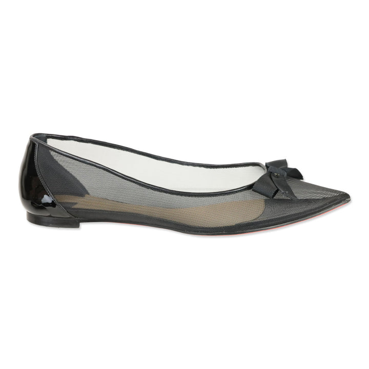 Christian Louboutin Black Mesh Patent Follies Ballet Flat