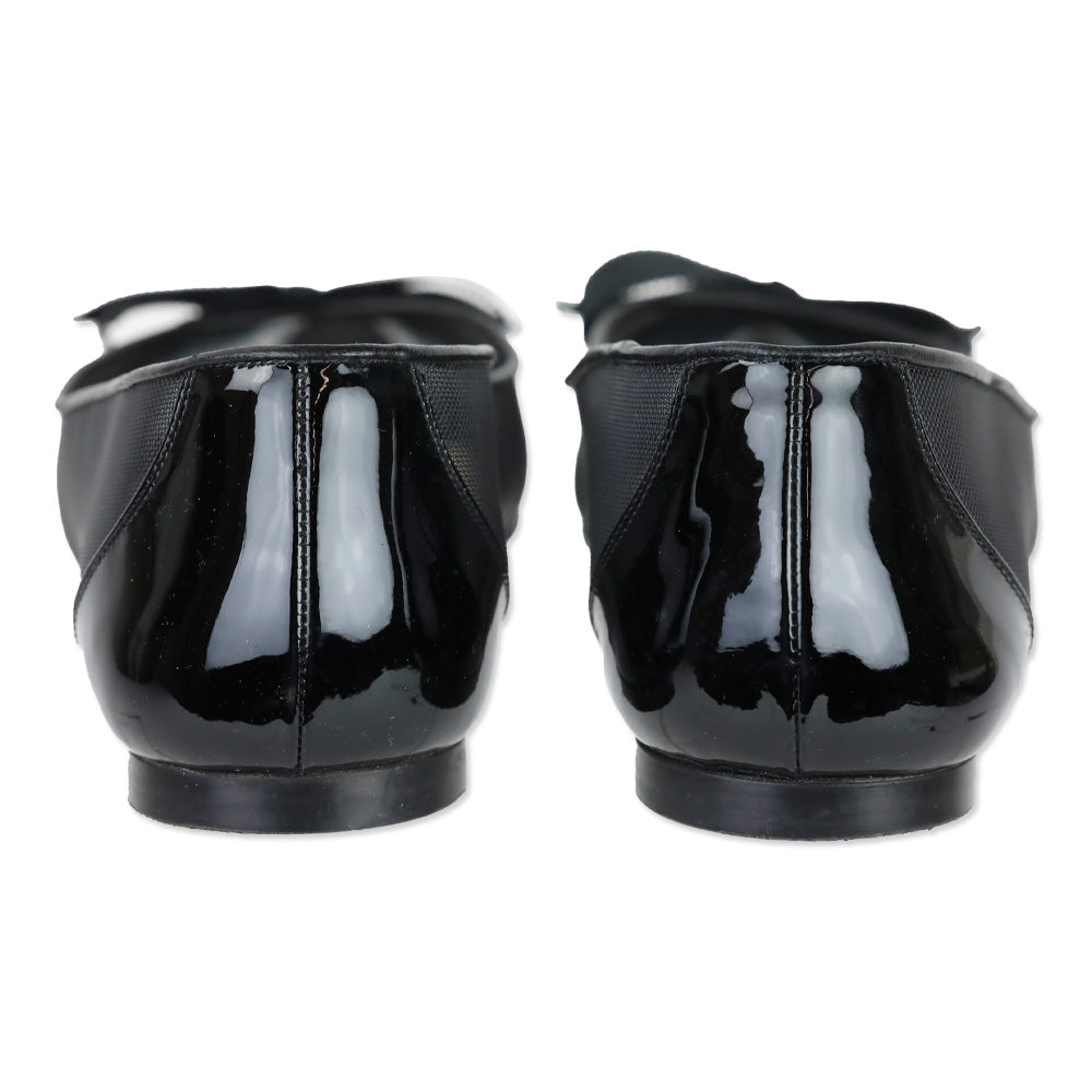 Christian Louboutin Black Mesh Patent Follies Ballet Flat