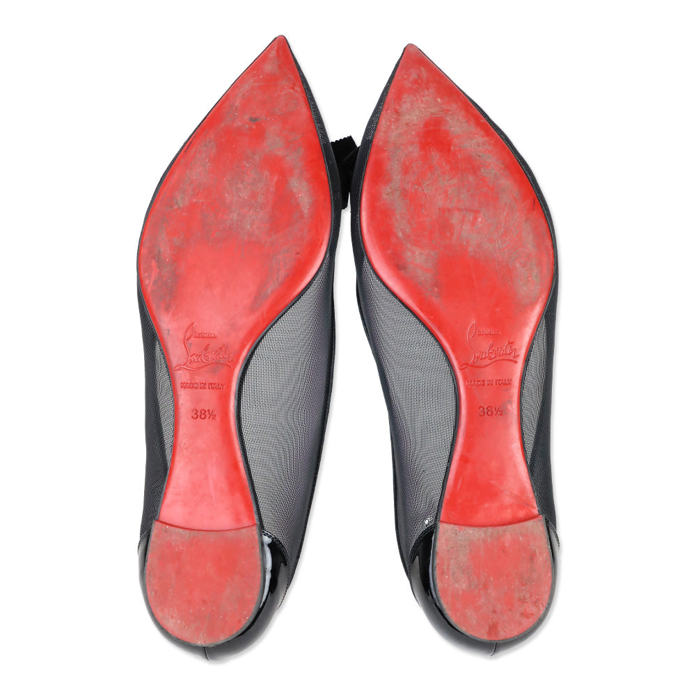 Christian Louboutin Black Mesh Patent Follies Ballet Flat