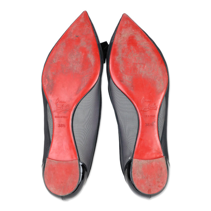 Christian Louboutin Black Mesh Patent Follies Ballet Flat