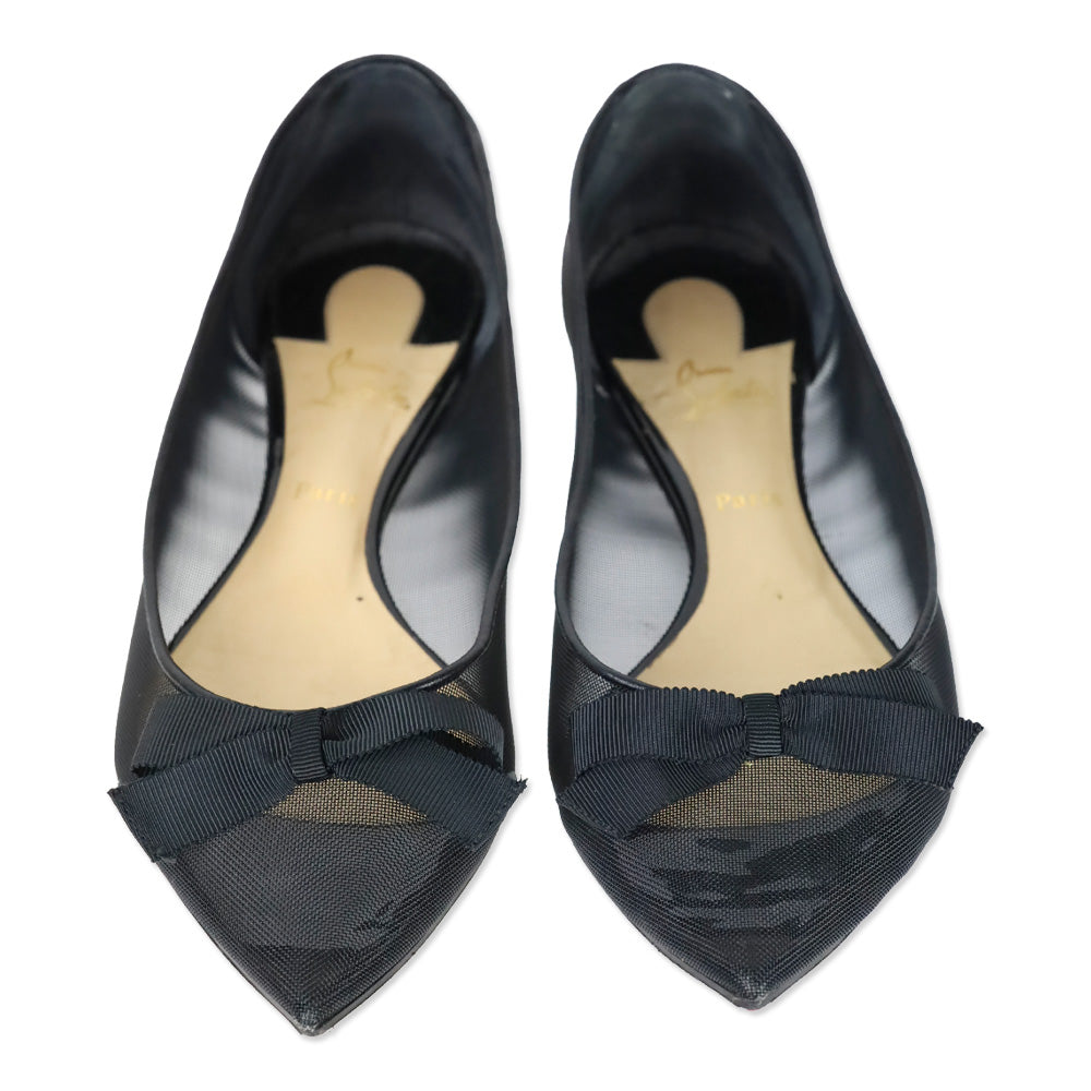 Christian Louboutin Black Mesh Patent Follies Ballet Flat