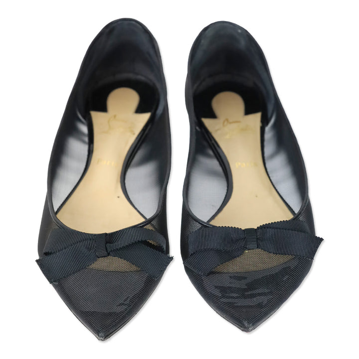 Christian Louboutin Black Mesh Patent Follies Ballet Flat