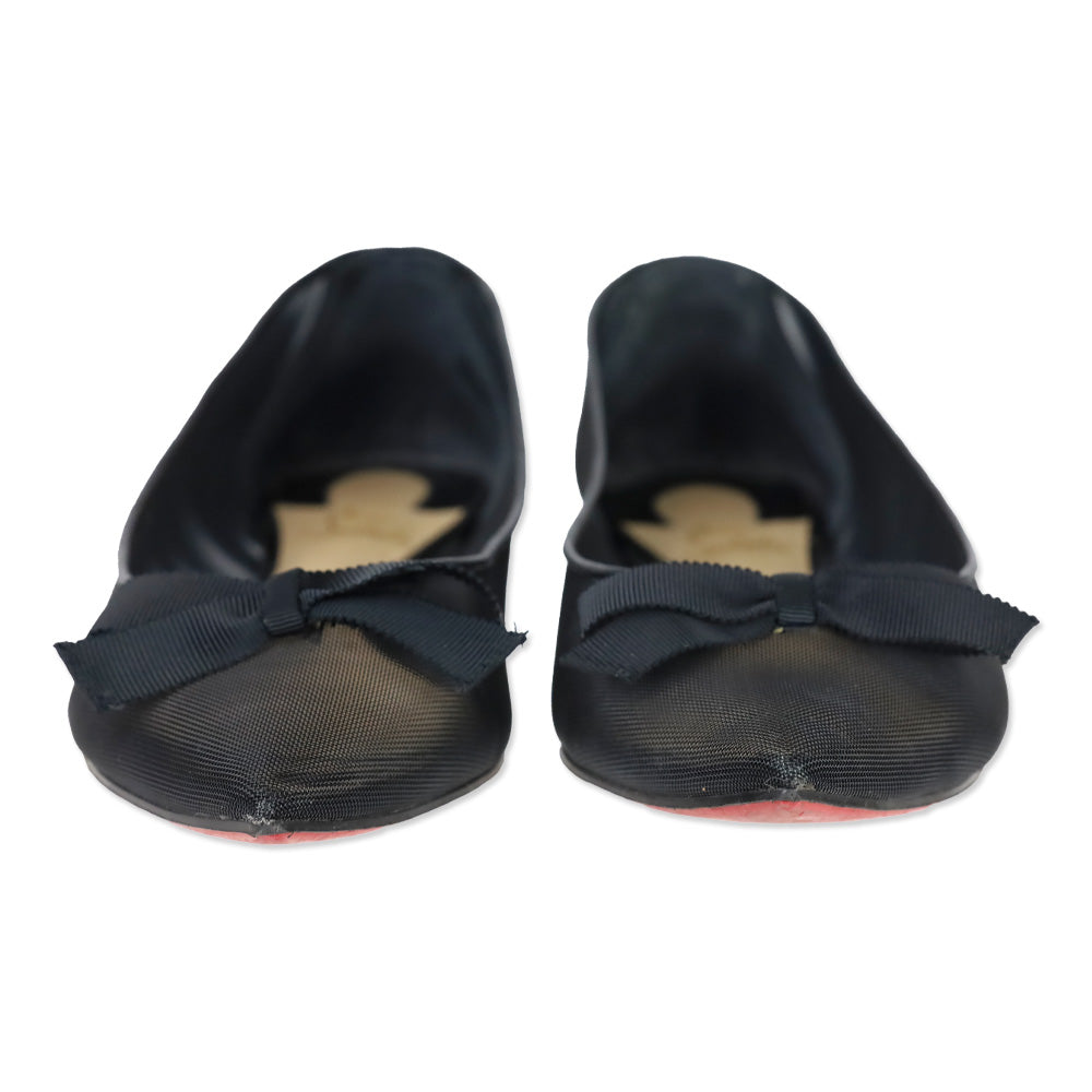 Christian Louboutin Black Mesh Patent Follies Ballet Flat