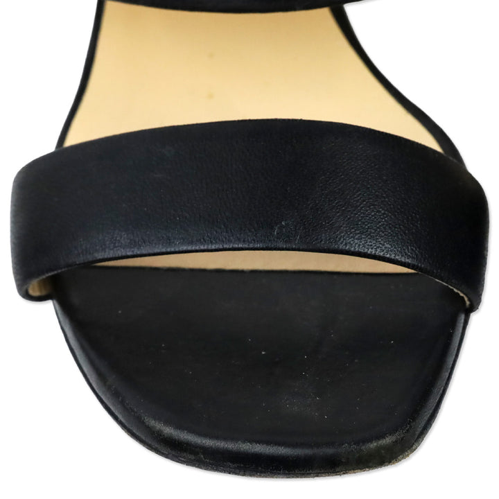 Christian Louboutin Black Nappa Leather Gold Studded Vasa Heel Opticat 55 Sandals