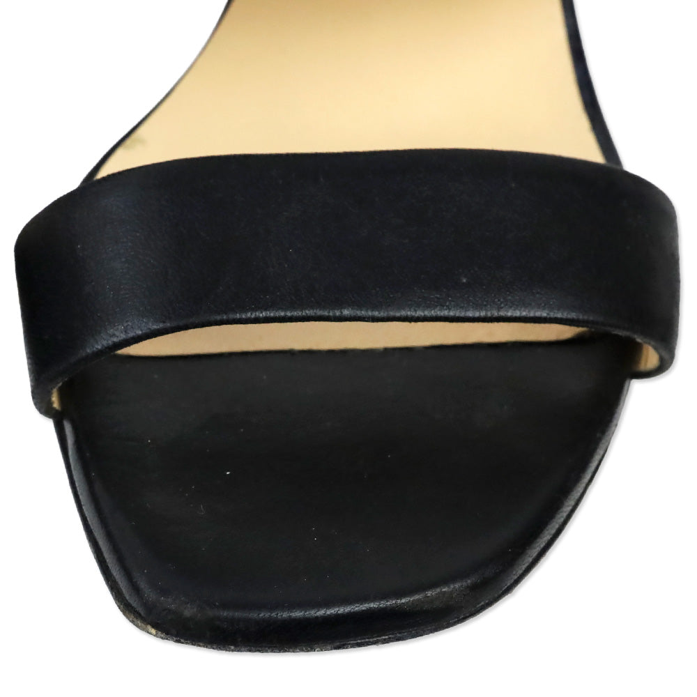Christian Louboutin Black Nappa Leather Gold Studded Vasa Heel Opticat 55 Sandals
