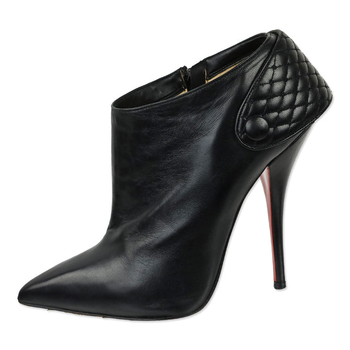 Christian Louboutin Black Nappa Leather Huguette 120 Ankle Booties