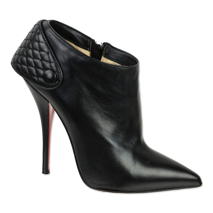 Christian Louboutin Black Nappa Leather Huguette 120 Ankle Booties