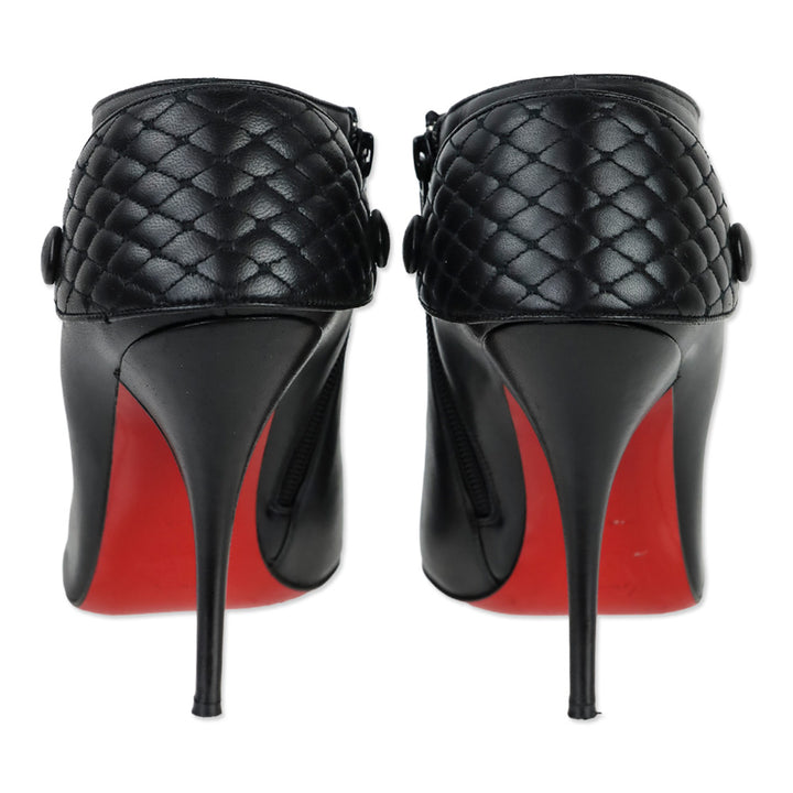 Christian Louboutin Black Nappa Leather Huguette 120 Ankle Booties