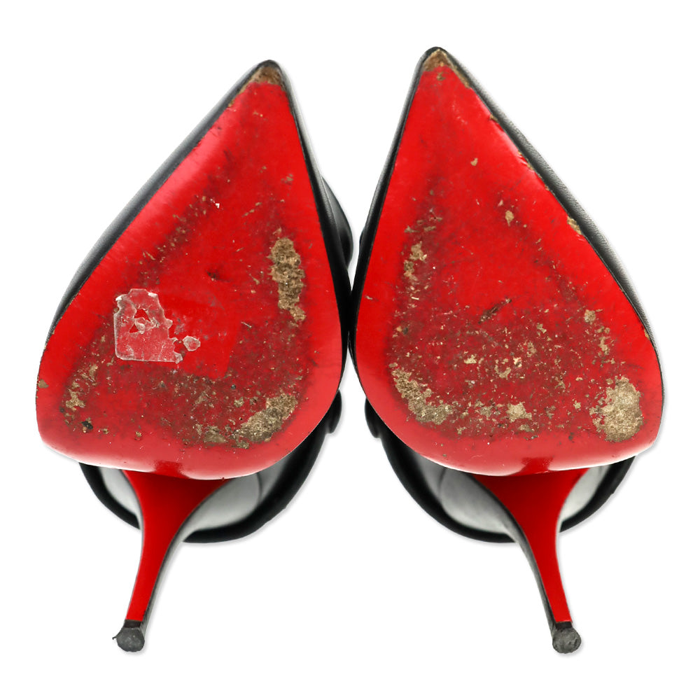 Christian Louboutin Black Nappa Leather Huguette 120 Ankle Booties