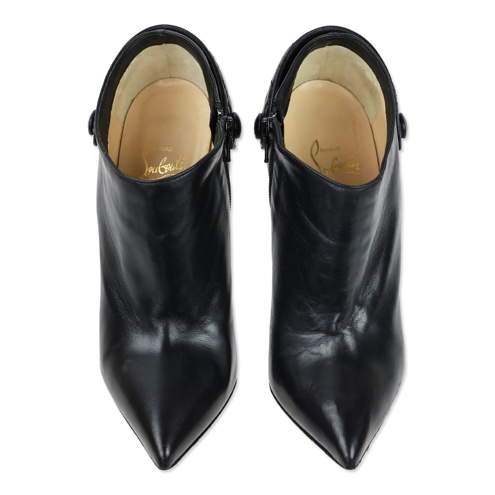 Christian Louboutin Black Nappa Leather Huguette 120 Ankle Booties