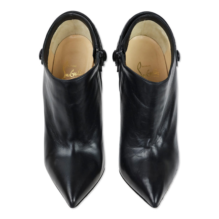Christian Louboutin Black Nappa Leather Huguette 120 Ankle Booties
