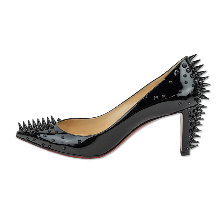 Christian Louboutin Black Patent Leather Goldopump Spikes 70 Pumps