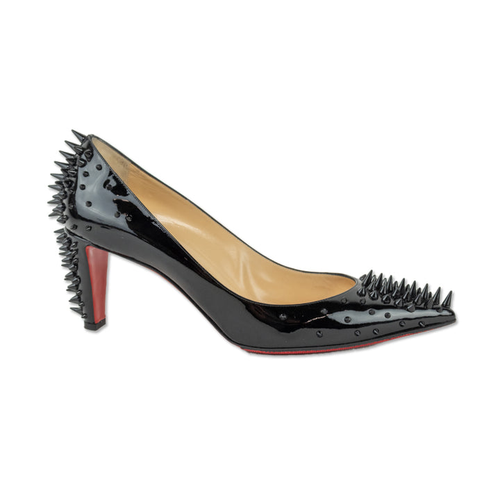 Christian Louboutin Black Patent Leather Goldopump Spikes 70 Pumps