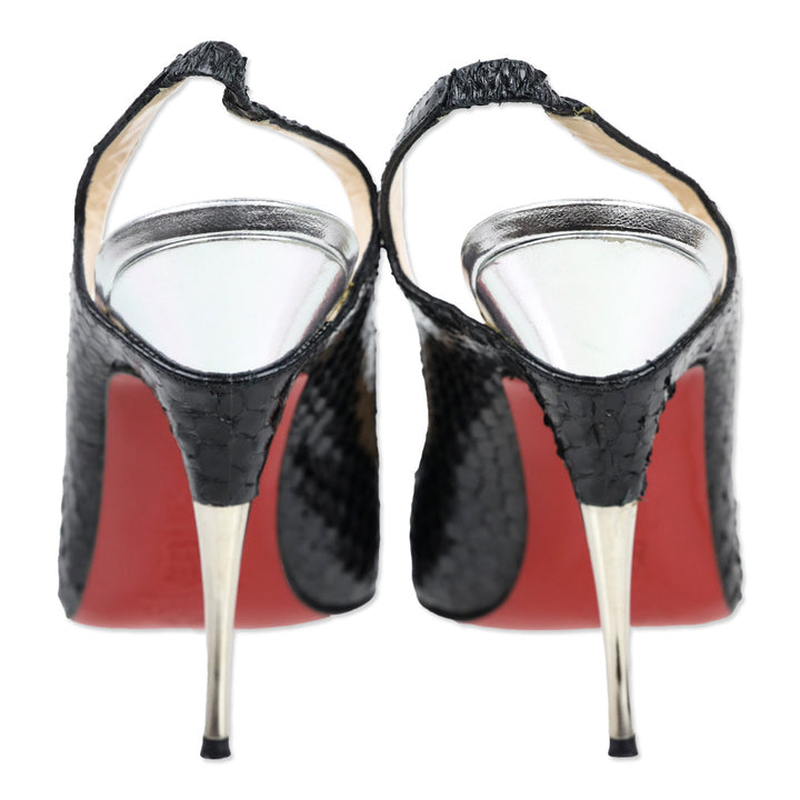 Christian Louboutin Black Python Twistochat Sling Pumps