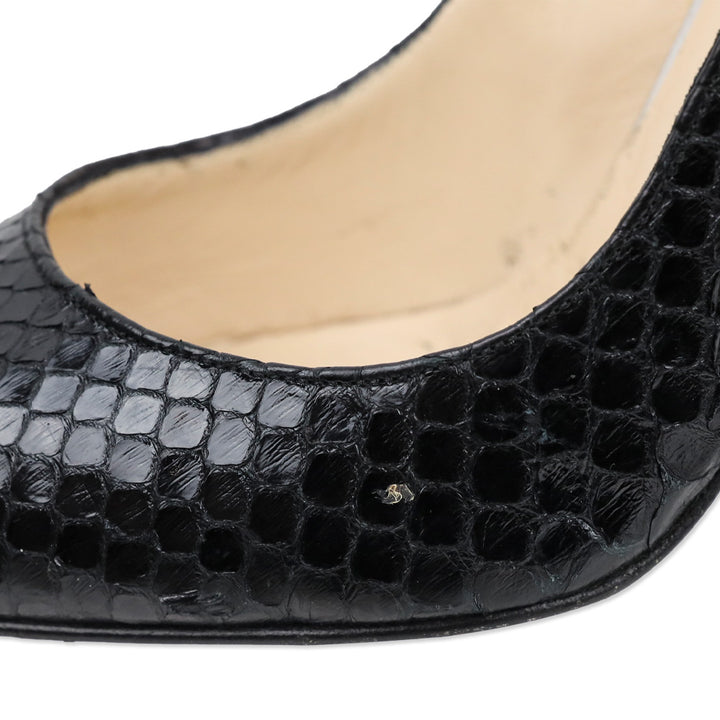Christian Louboutin Black Python Twistochat Sling Pumps