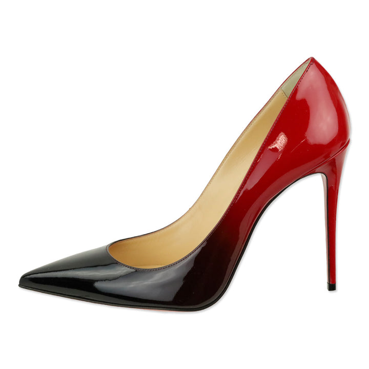 Christian Louboutin Black Red Patent Degrade Kate 100 Pump