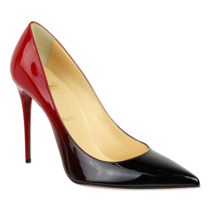 Christian Louboutin Black Red Patent Degrade Kate 100 Pump