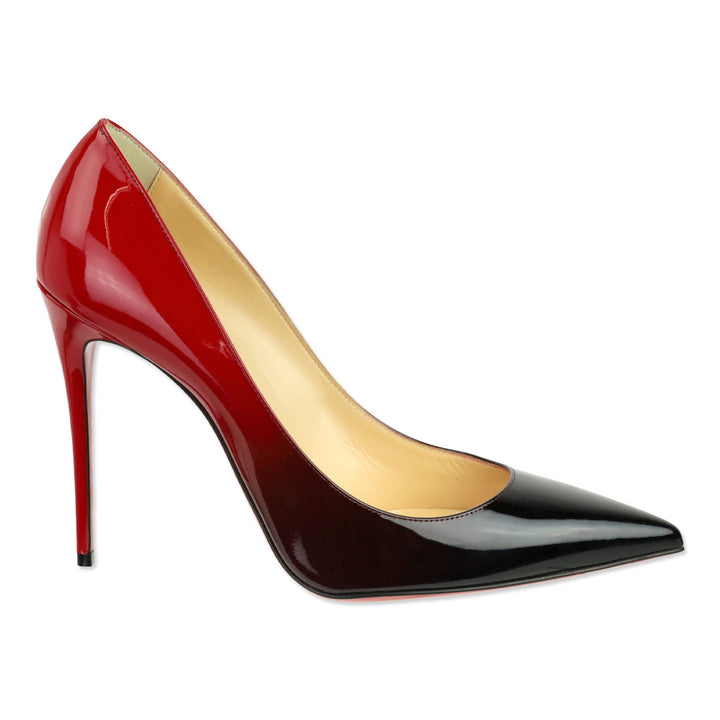 Christian Louboutin Black Red Patent Degrade Kate 100 Pump