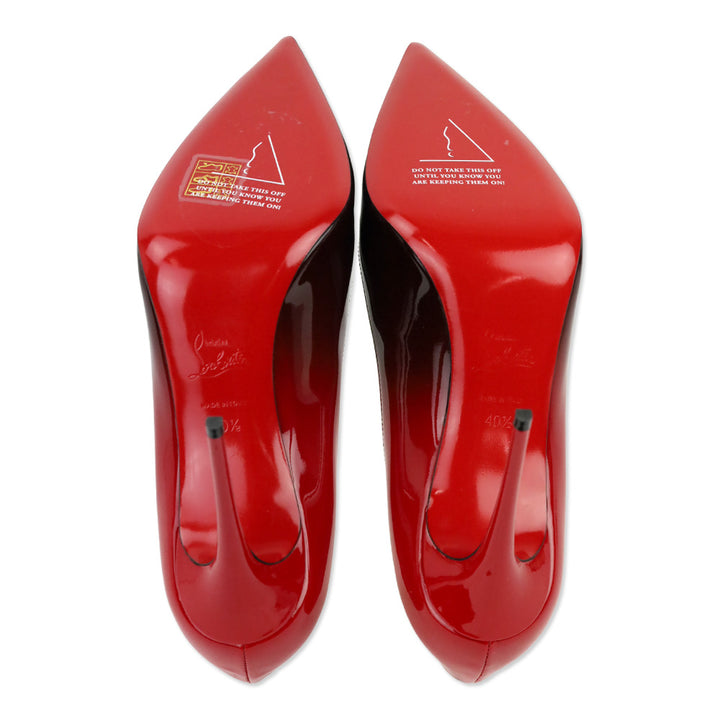 Christian Louboutin Black Red Patent Degrade Kate 100 Pump