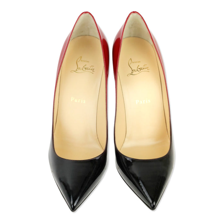 Christian Louboutin Black Red Patent Degrade Kate 100 Pump