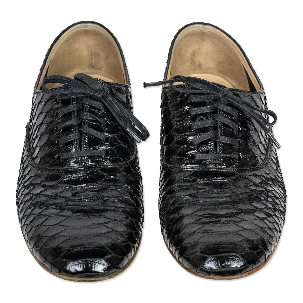 Christian Louboutin Black Snakeskin Derby Shoes