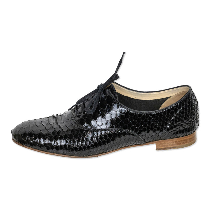 Christian Louboutin Black Snakeskin Derby Shoes