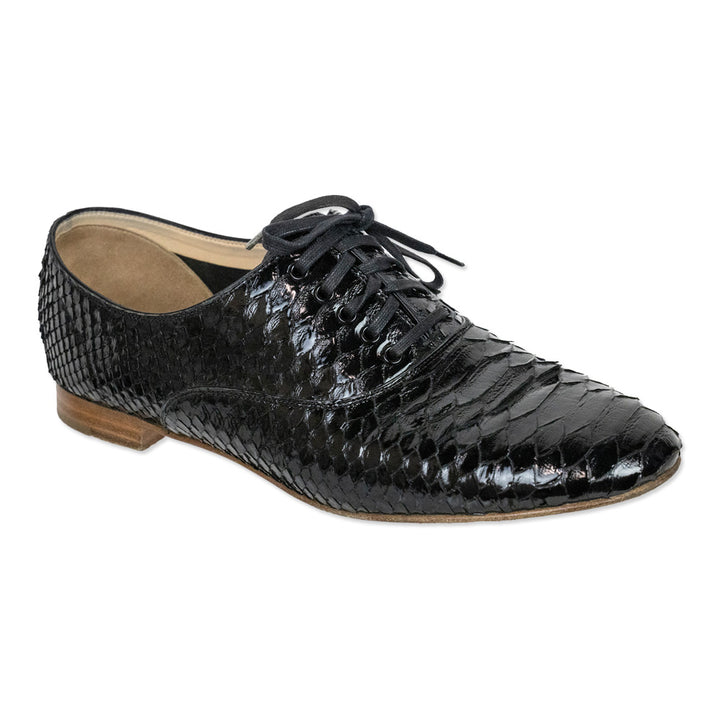 Christian Louboutin Black Snakeskin Derby Shoes