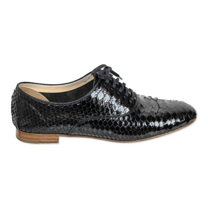 Christian Louboutin Black Snakeskin Derby Shoes