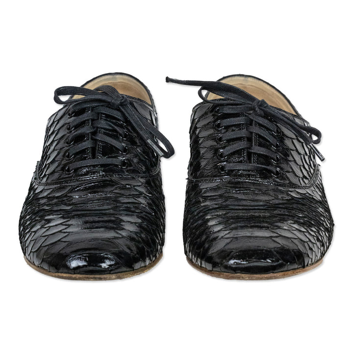 Christian Louboutin Black Snakeskin Derby Shoes