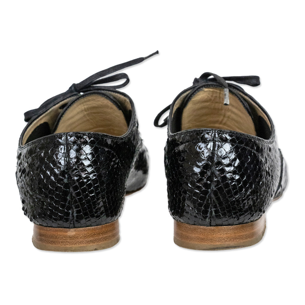 Christian Louboutin Black Snakeskin Derby Shoes