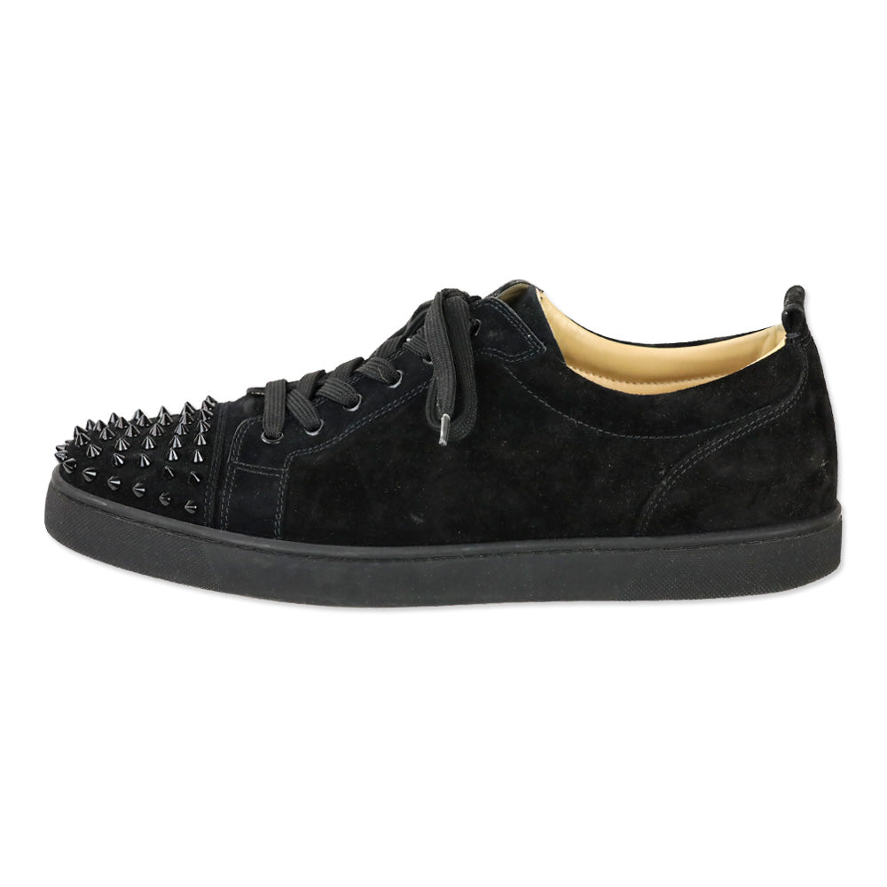 Christian Louboutin Black Suede Louis Junior Spikes Flat Sneakers