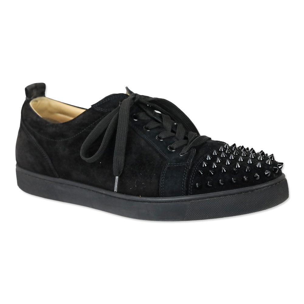 Christian Louboutin Black Suede Louis Junior Spikes Flat Sneakers