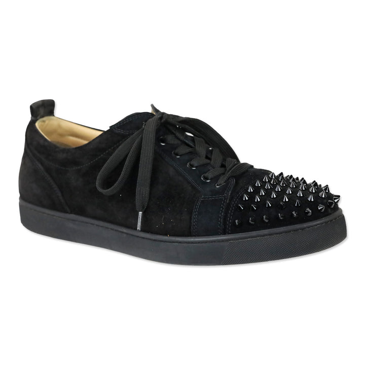 Christian Louboutin Black Suede Louis Junior Spikes Flat Sneakers