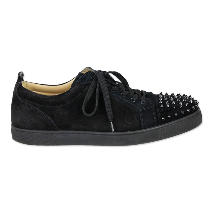 Christian Louboutin Black Suede Louis Junior Spikes Flat Sneakers