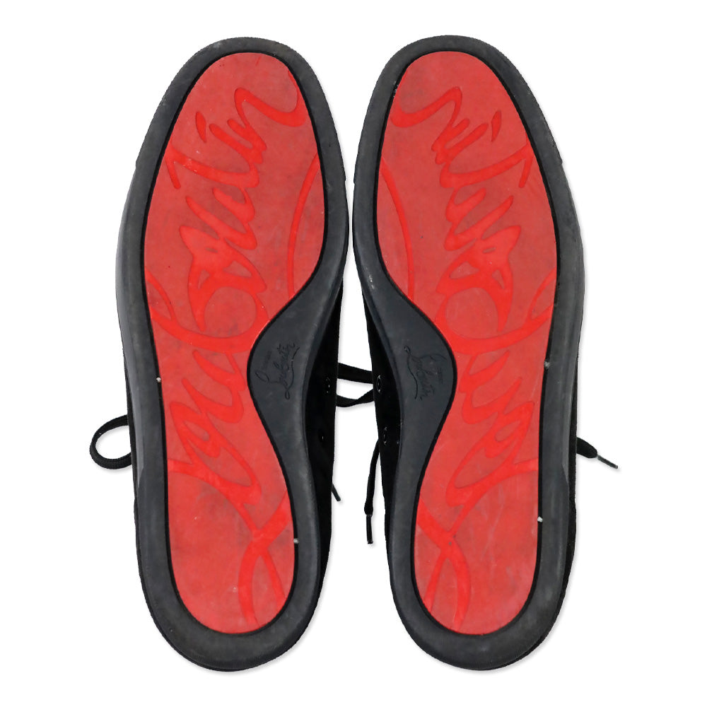 Christian Louboutin Black Suede Louis Junior Spikes Flat Sneakers