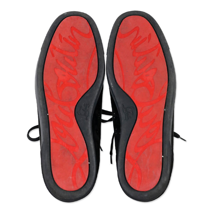 Christian Louboutin Black Suede Louis Junior Spikes Flat Sneakers